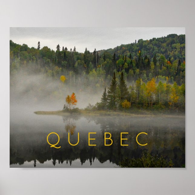 Affiche Paysage du Québec Lac d'automne avec du brouillard (Devant)