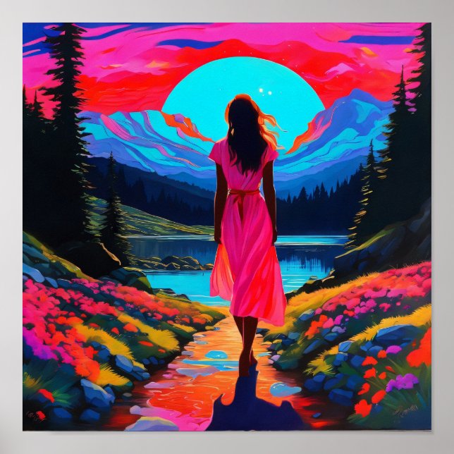 Affiche Paysage écossais psychédélique (Devant)