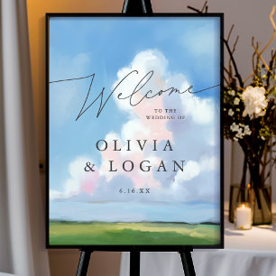 Affiche Paysage élégant peint Nuages Accueil Mariage