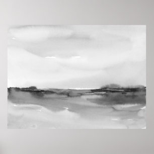 Affiche Paysage en aquarelle noir et blanc 2