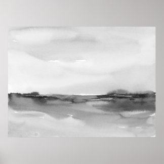 Affiche Paysage en aquarelle noir et blanc 2