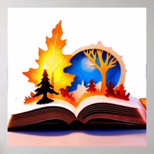 Affiche Paysage en papier imaginatif en volume