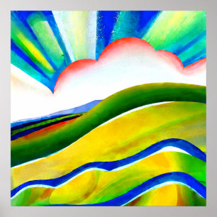 Affiche Paysage ensoleillé arc-en-ciel