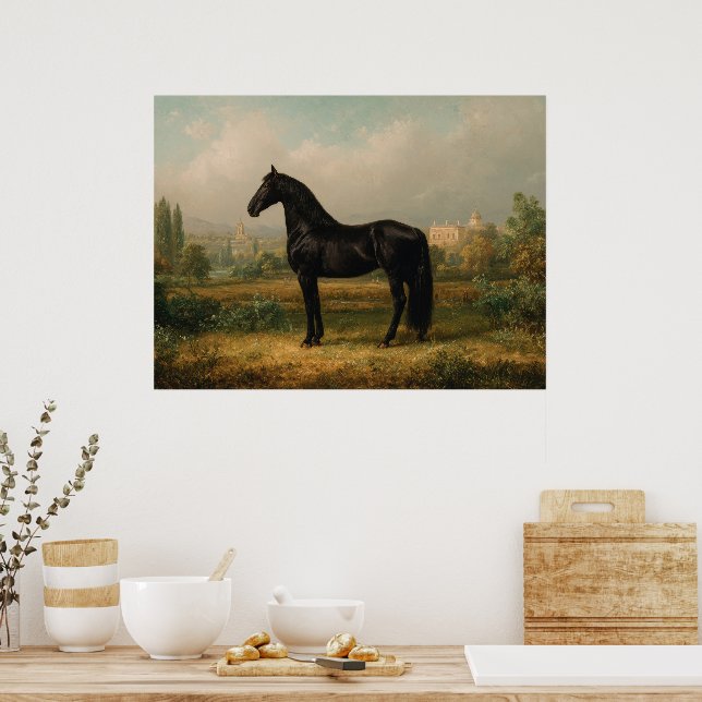 Affiche Paysage équestre de cheval de style vintage (Cuisine)