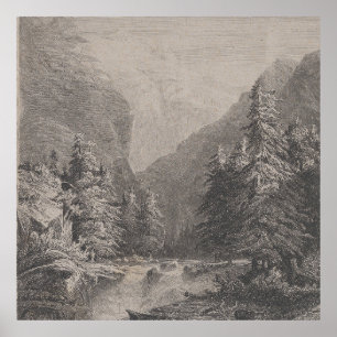 Affiche Paysage esquissé - Alexandre Calame