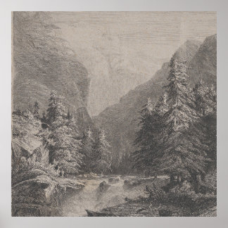 Affiche Paysage esquissé - Alexandre Calame