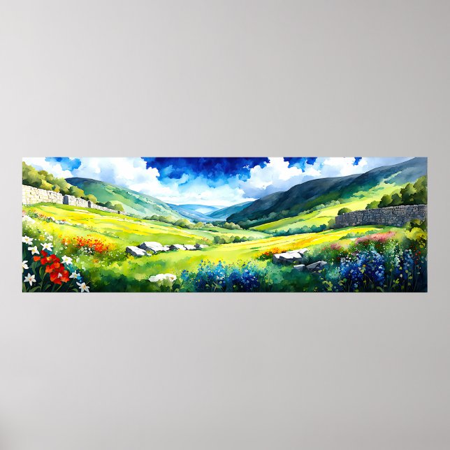 Affiche Paysage étendu "Fielddale" Yorkshire Dales Scène (Devant)