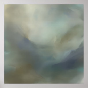Affiche Paysage éthéré abstrait de vagues de bleu sarcelle
