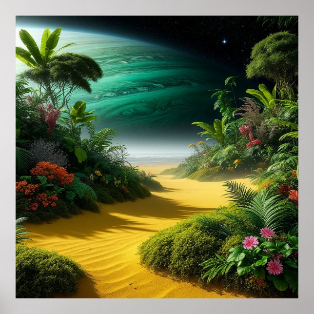 Affiche Paysage extraterrestre vibrant avec une végétation (Devant)