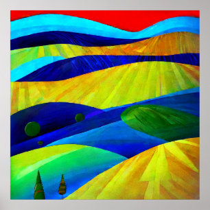 Affiche Paysage Fantastique Arc-en-ciel de Collines