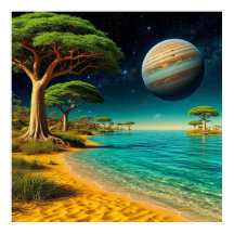 Paysage Fantastique avec Plage Vibrante