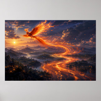 Affiche Paysage fantastique de la rivière de lumière de Ph