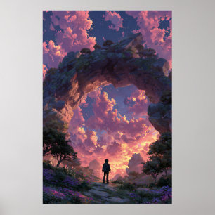 Affiche Paysage fantastique de l'archer au coucher du sole
