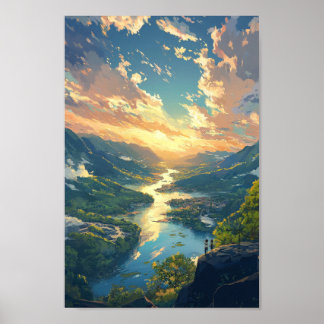 Affiche paysage fluvial