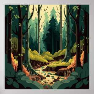 Affiche Paysage forestier