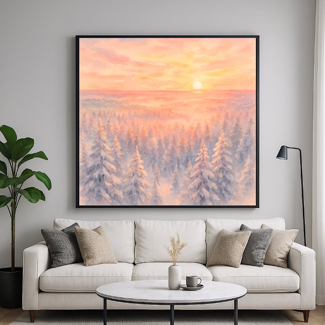 Affiche Paysage forestier hivernal au coucher du soleil -  (Créateur téléchargé)