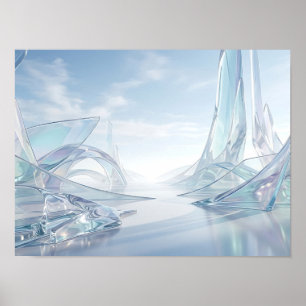 Affiche Paysage Futuriste en Verre Iridien