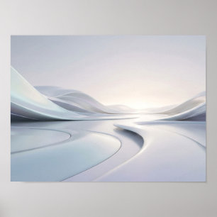 Affiche Paysage futuriste vague blanc nacré