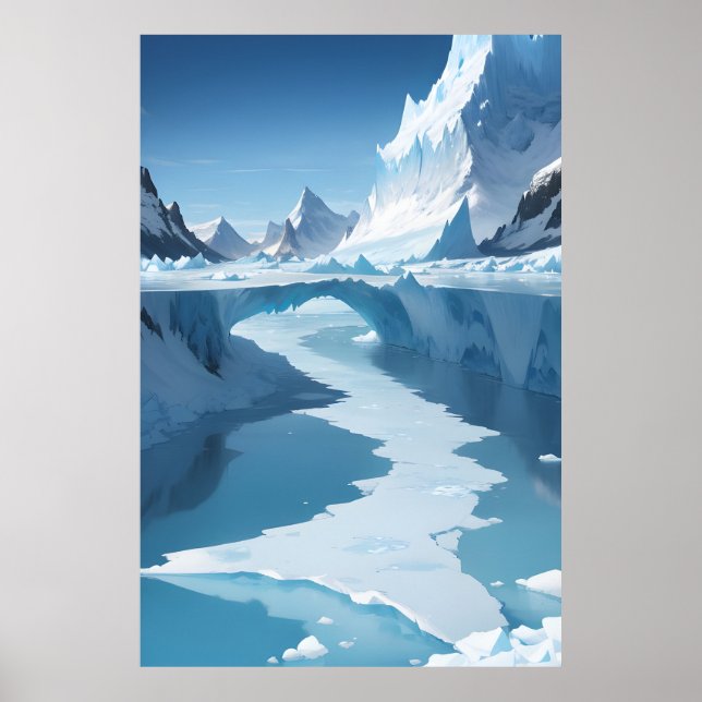 Affiche Paysage gelé avec arche de glace  (Devant)