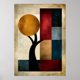 Affiche Paysage géométrique abstrait zen japonais Art mura