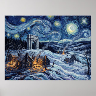 Affiche Paysage historique de la nuit étoilée de Valley Fo