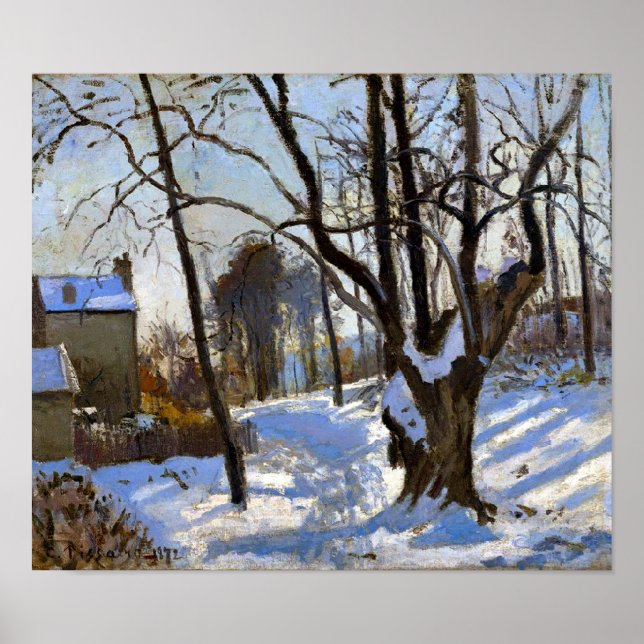 Affiche Paysage hivernal à Loiveciennes Camille Pissarro  (Devant)