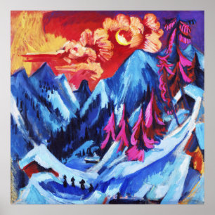 Affiche Paysage hivernal au clair de lune Kirchner Beaux-A