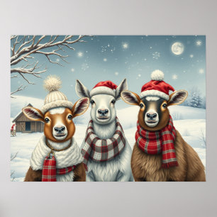 Affiche Paysage hivernal avec mouton et Cabine