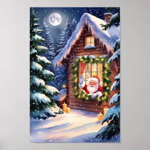 Affiche Paysage hivernal confortable de père Noël