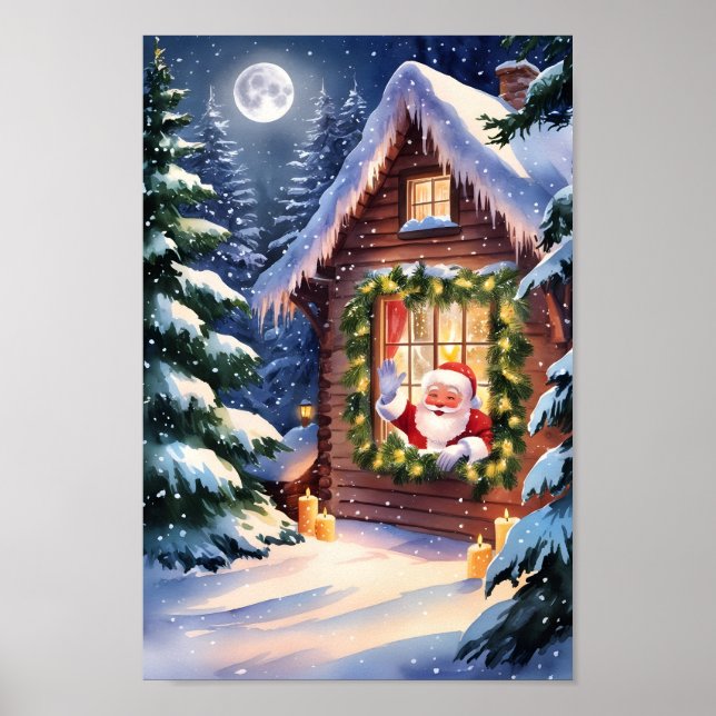Affiche Paysage hivernal confortable de père Noël (Devant)