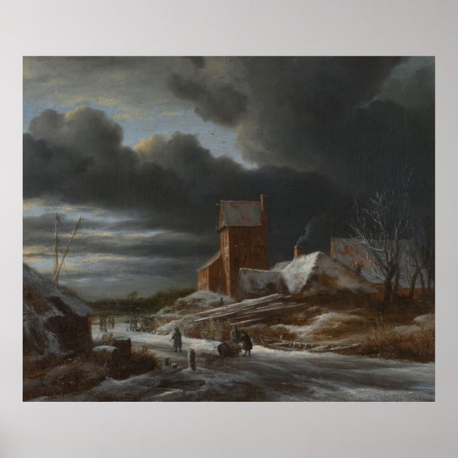 Affiche Paysage hivernal, Jacob Isaacksz. van Ruisdael, c. (Devant)