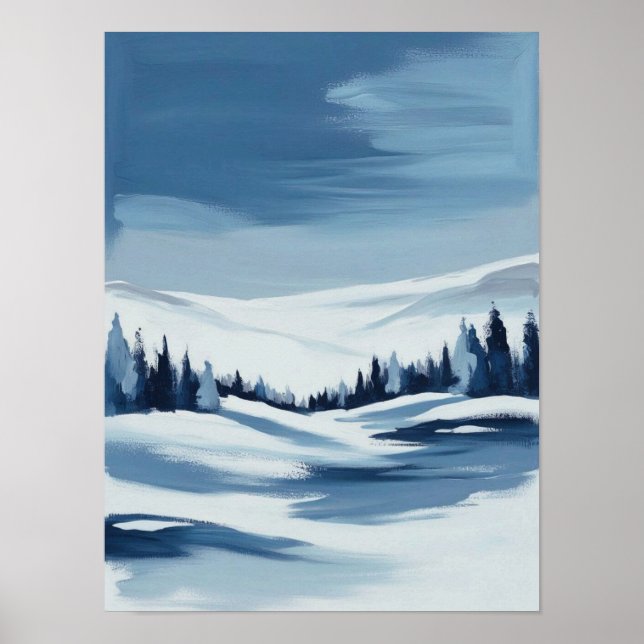 Affiche Paysage hivernal paisible peinture numérique (Devant)
