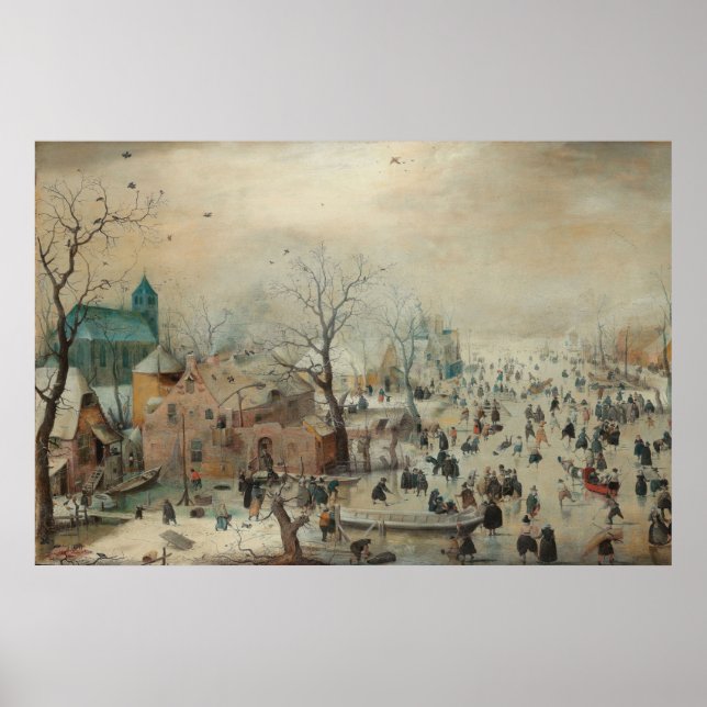 Affiche Paysage hivernal Patinage sur glace par Hendrick A (Devant)