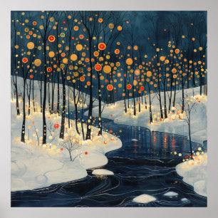 Affiche Paysage hivernal Rivière Style impressionniste