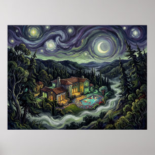Affiche Paysage Horreur de la Nuit Étoilée de Coldheart Ca