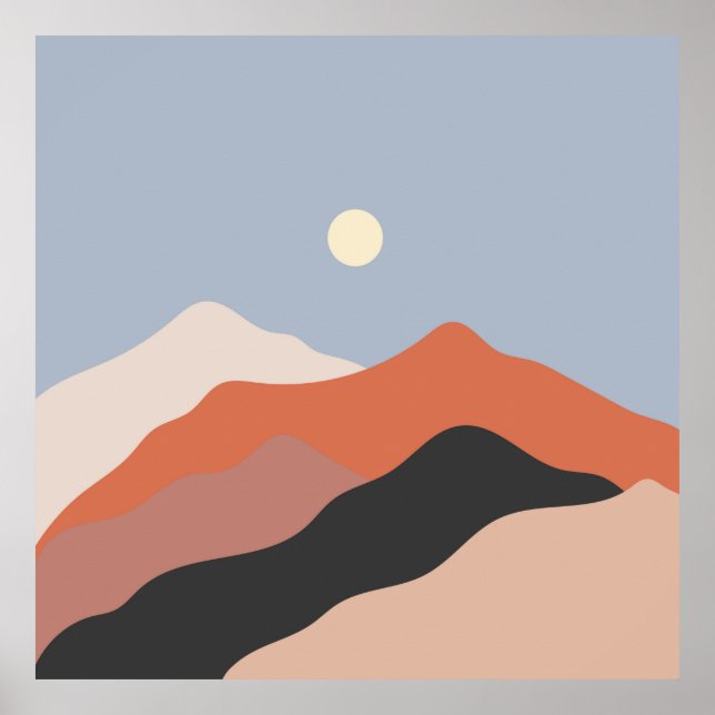 Affiche Paysage illustrations du milieu du siècle, plan mi (Devant)