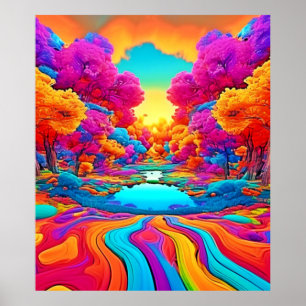 Affiche Paysage Imaginaire coloré