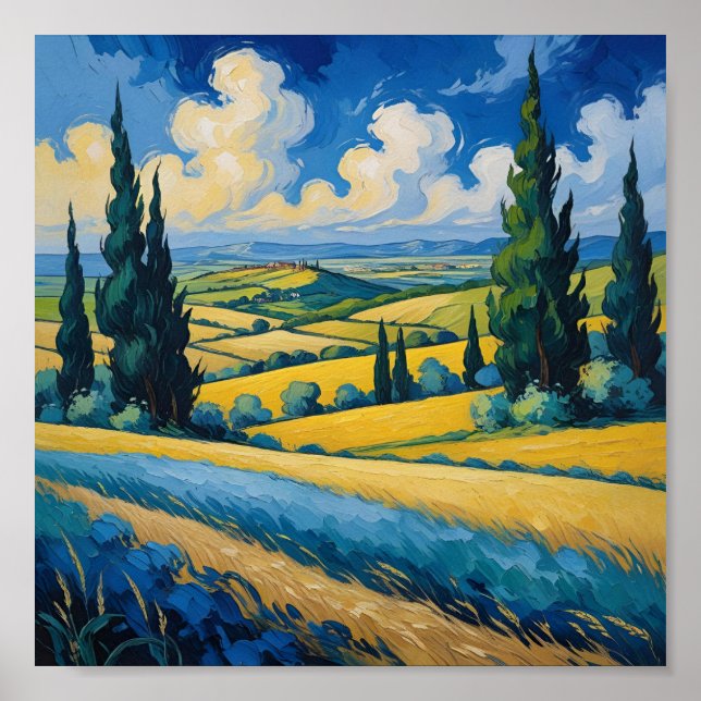 Affiche Paysage inspiré par Van Gogh (Devant)