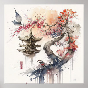 Affiche Paysage japonais Abstrait