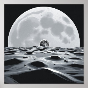 Affiche Paysage lunaire minimaliste
