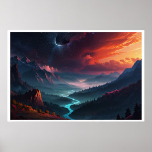 Affiche Paysage magique des aurores boréales