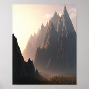 Affiche Paysage majestueux de montagne au lever de soleil