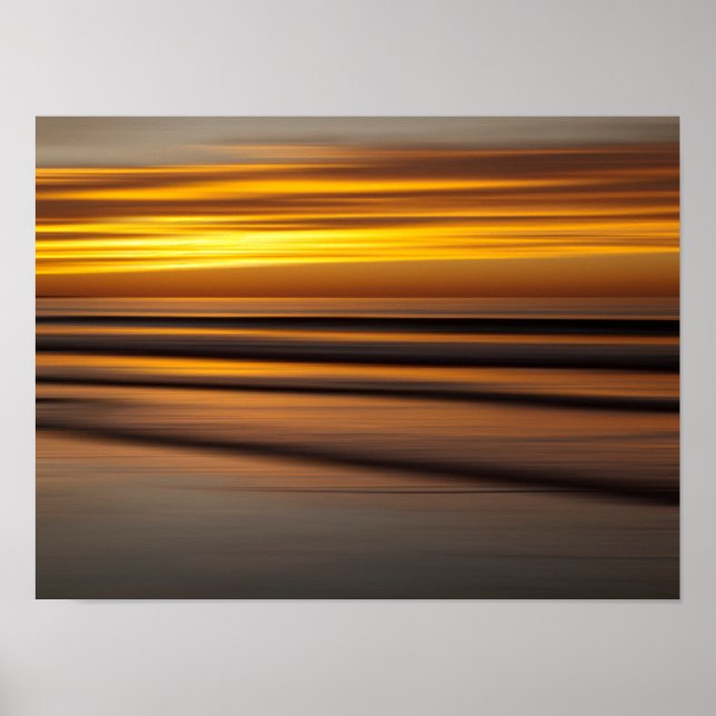 Affiche Paysage marin abstrait au coucher du soleil, CA (Devant)