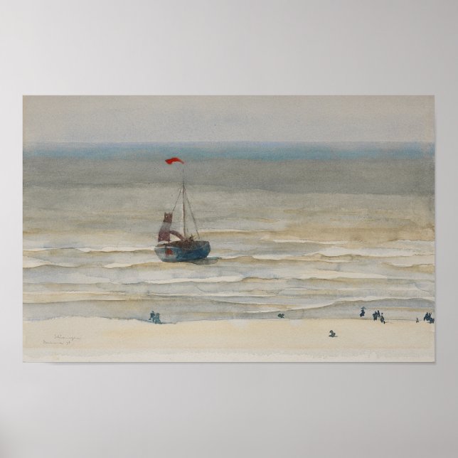 Affiche Paysage marin. Aquarelle vintage (Devant)