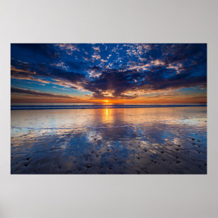 Affiche Paysage marin dramatique, coucher de soleil, CA