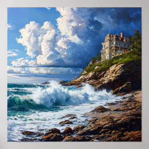 Affiche 🌊 Paysage marin dramatique Vagues océaniques Couc