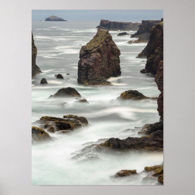 Affiche Paysage marin et stacks, Shetland (Devant)