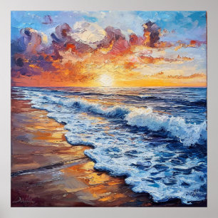Affiche Paysage marin vibrant au coucher du soleil