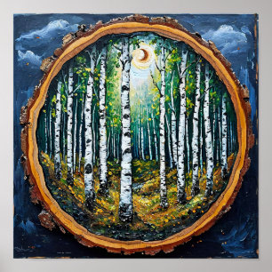 Affiche Paysage minimaliste de forêt de bouleaux Forêt cos