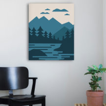 Paysage minimaliste du lac et des montagnes